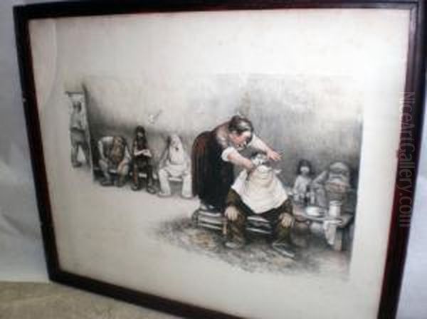 La Barbiere&lt Oil Painting by Jean Veber