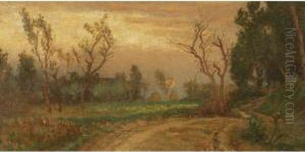 Near Villa Ansidei Perugia, Sunset Oil Painting by Elihu Vedder