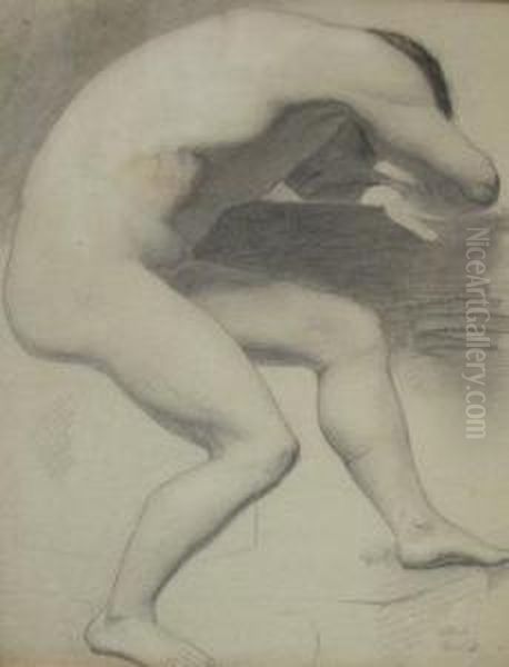Male Nude Study Oil Painting by Vellier