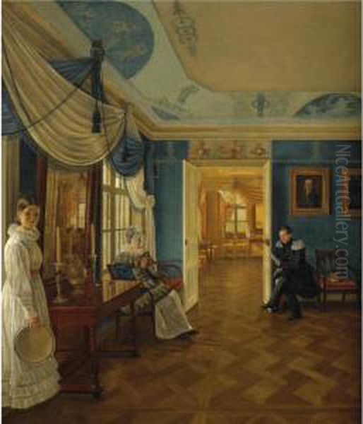 Interior Oil Painting by Aleksei Gavrilovich Venetsianov