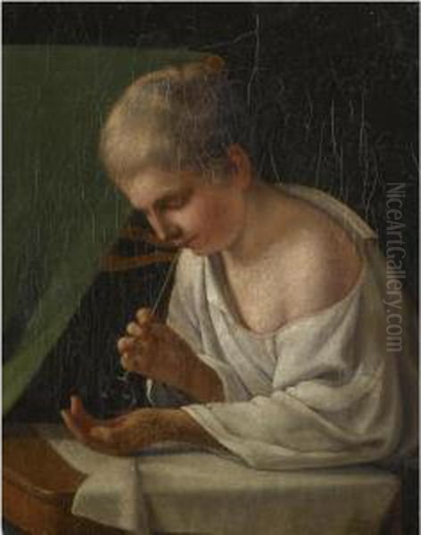 Young Boy Blowing Bubbles Oil Painting by Aleksei Gavrilovich Venetsianov