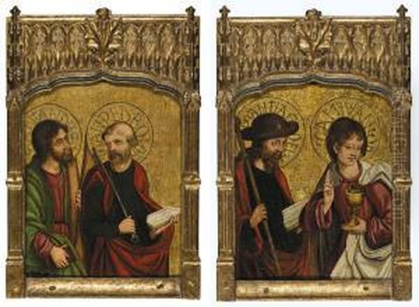 Active In Castile During The Early 16th Century

 Saints John The Evangelist And James The Greater;

 Saints James And Andrew Oil Painting by Ventosilla Master Of