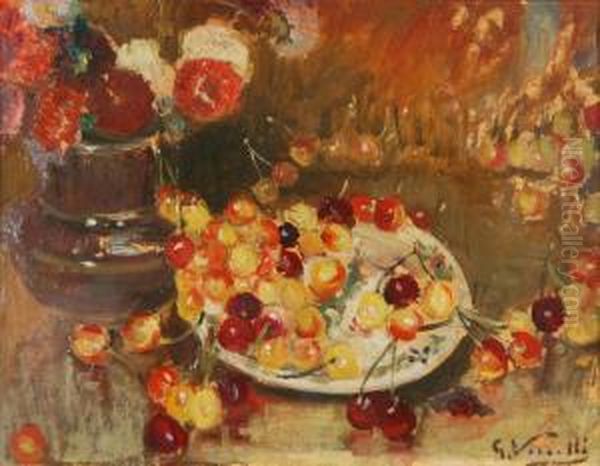 Natura Morta Con Ciliegie Oil Painting by Giulio Romano Vercelli