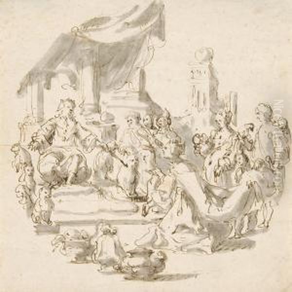 Konig Salomon Empfangt Die Konigin Von Saba Oil Painting by Jan Verkolje