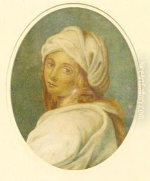 Oval Portrait Of A Girl Oil Painting by Jan Vermeer Van Delft