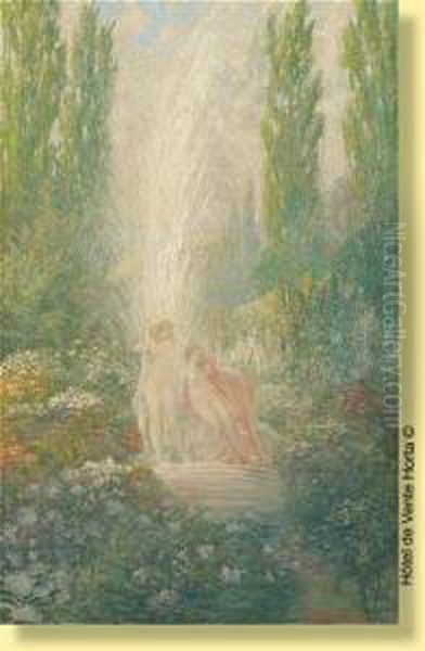 Le Bain Dans La Fontaine Oil Painting by Emile Vermeersch