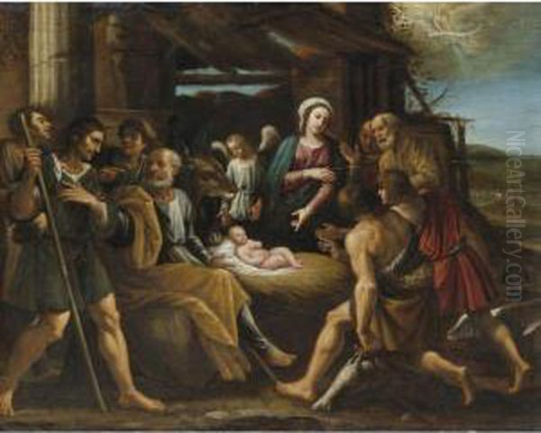 The Adoration Of The Shepherds Oil Painting by Giuseppe Vermiglio