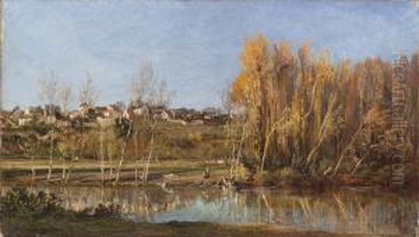 Lavandaie Presso Il Villaggio D'auversesur Oise Oil Painting by Alexandre Rene Veron