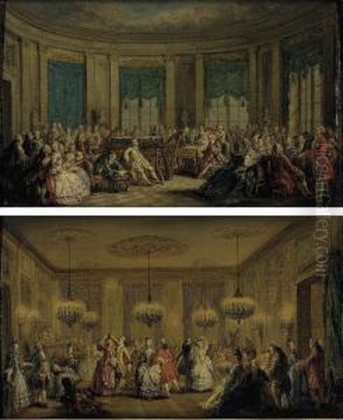 A Dance At The Hotel Soubise, Paris Oil Painting by Alexandre Rene Veron