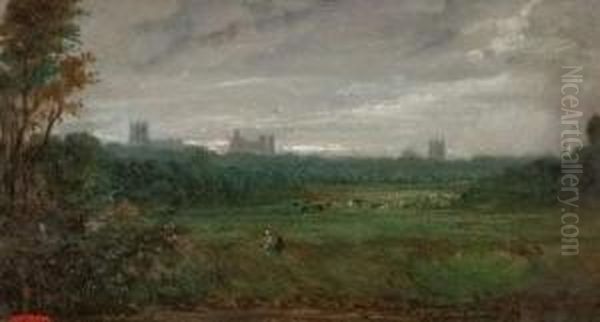 Paysage Au Crepuscule Oil Painting by Alexandre Rene Veron