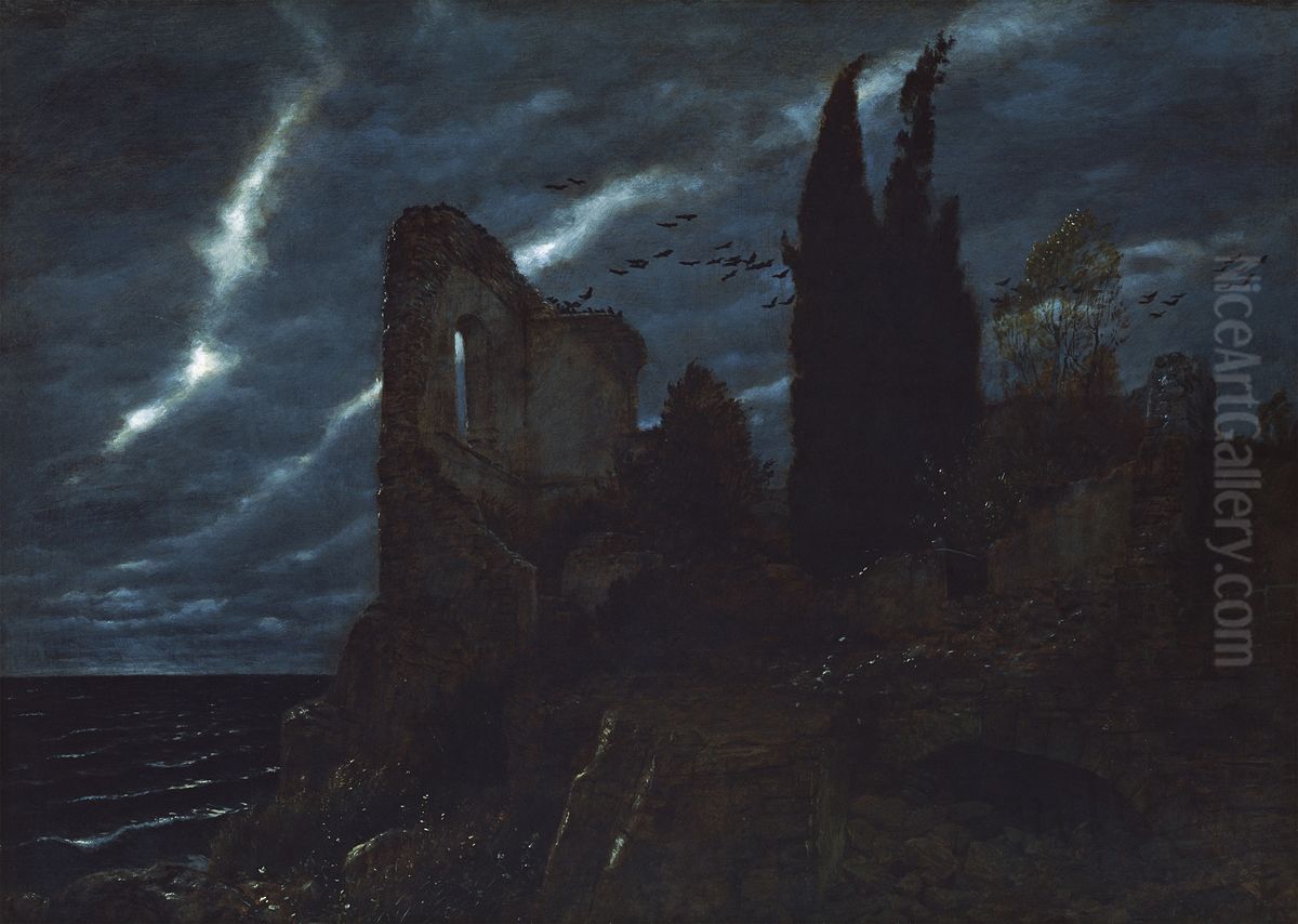 Ruins by the Sea Oil Painting by Arnold Bocklin
