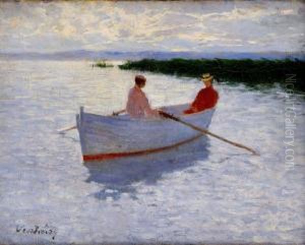 V Clne Na Jazere Oil Painting by Mano Vesztroczy