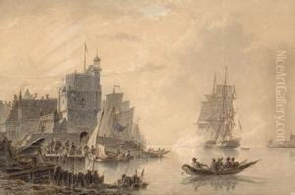 Activity At A Fortress Oil Painting by Hendrik Vettewinkel