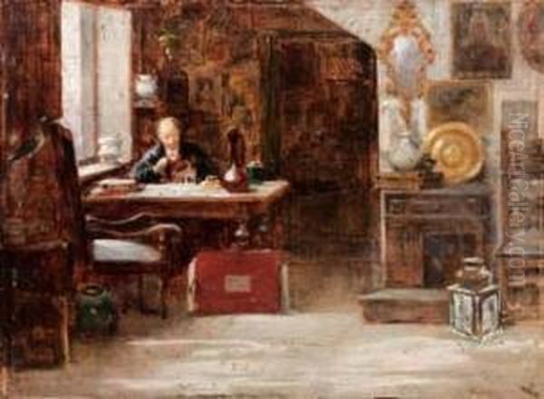 L'antiquario Oil Painting by Cesare Vianello