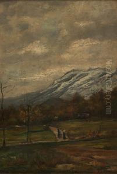 Paesaggio Montano Con Figure Oil Painting by Mario Viani D'Ovrano