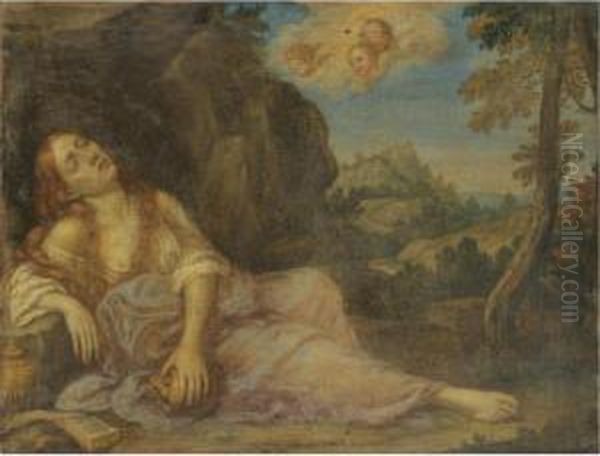 The Penitent Magdalene Oil Painting by Vicente Victoria or Vitoria