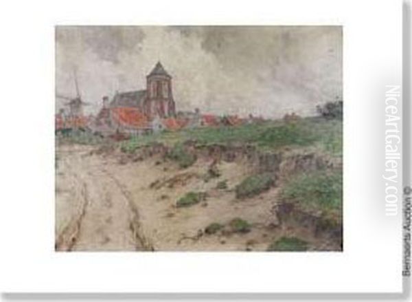 Dune View Withknokke At The Background Oil Painting by Emmanuel Vierin