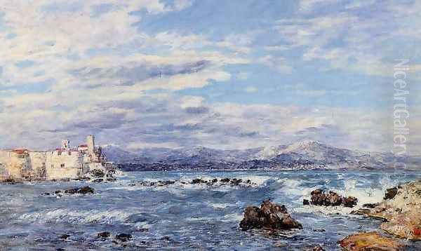 A Gusty Northwest Wind at Antibes Oil Painting by Eugene Boudin