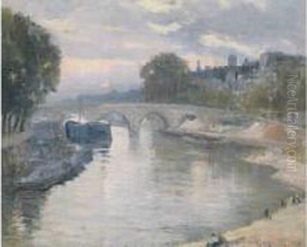  Paris, Les Quais  Oil Painting by Henri Vignet