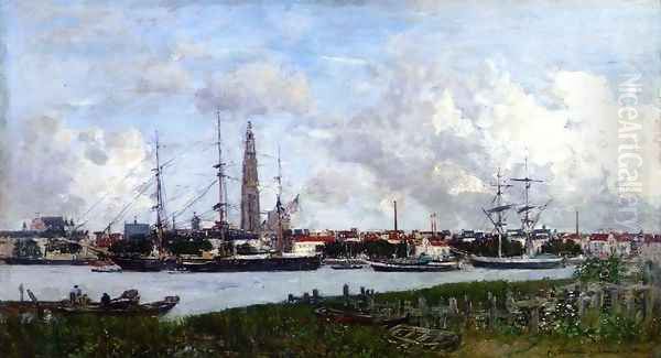 Antwerp, the Port Oil Painting by Eugene Boudin