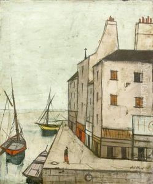 Harbor Scene Oil Painting by Antoine Villard