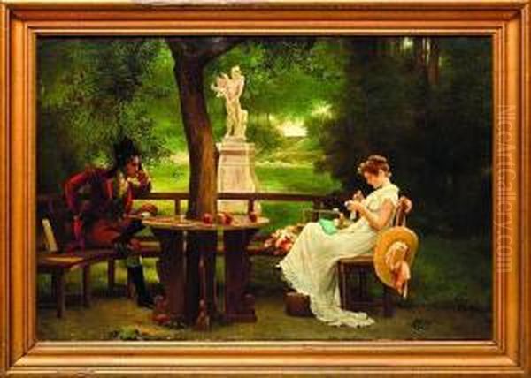 Cortejo En El Jardin Oil Painting by Carlos Villasenor