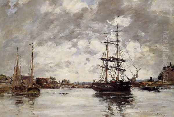 Bridge over the Touques Oil Painting by Eugene Boudin