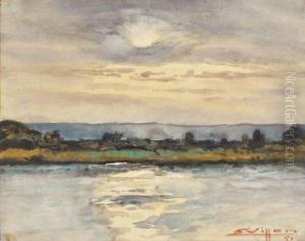 Paysage Du Sud Anime Oil Painting by Eugene Villon