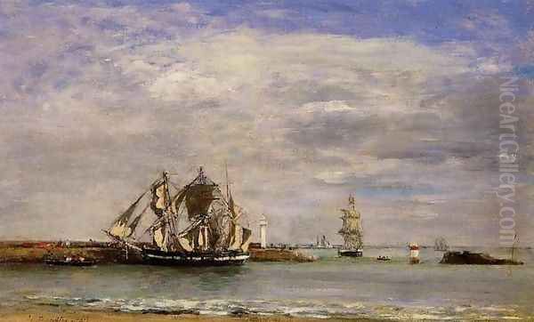 Trouville, the Jettys, High Tide I Oil Painting by Eugene Boudin