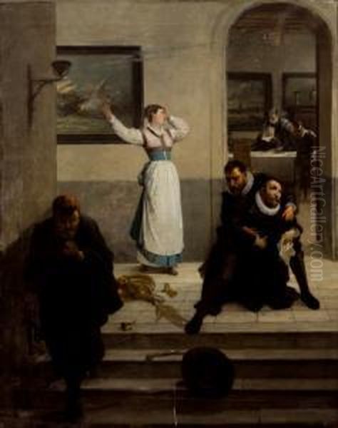 Muerte De Guillermo De Orange Oil Painting by Frans Vinck