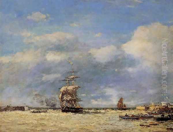 Entering the Port of Havre Oil Painting by Eugene Boudin