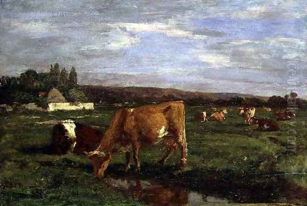 The Valley of the Touques c.1858-62 Oil Painting by Eugene Boudin