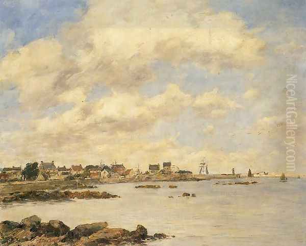 View of Saint-Vaast-La-Houghe Oil Painting by Eugene Boudin