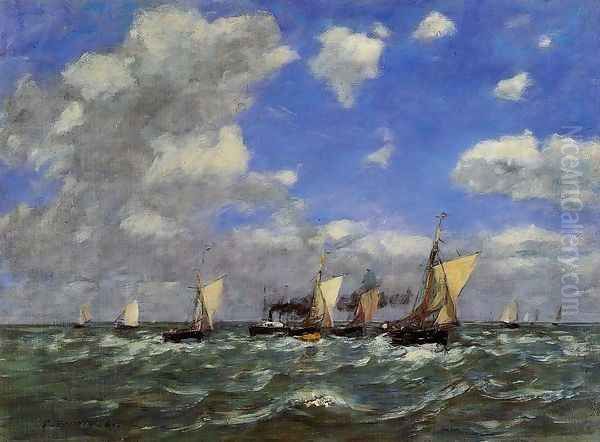 Open Sea Oil Painting by Eugene Boudin