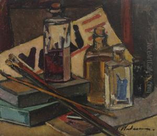 Natura Statica De Atelier Oil Painting by Constantin Vladescu