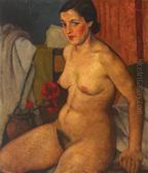 Nude Oil Painting by Constantin Vladescu