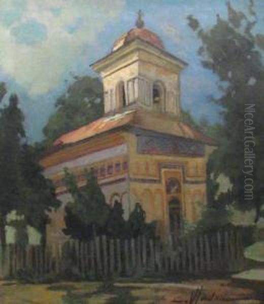 Church Oil Painting by Constantin Vladescu