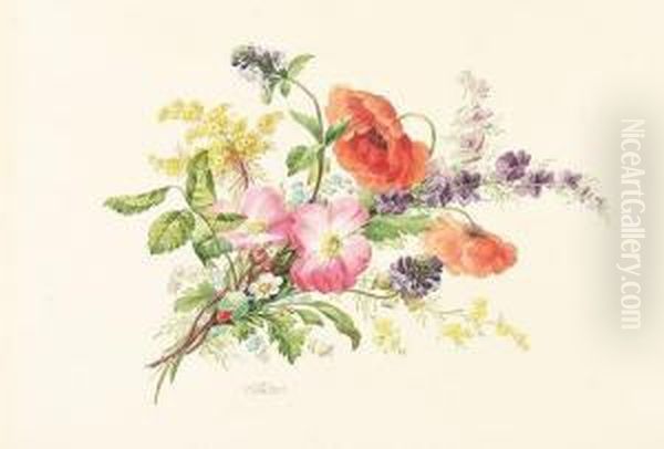 Wildblumenbukett Oil Painting by Gottfried Wilhelm Voelcker