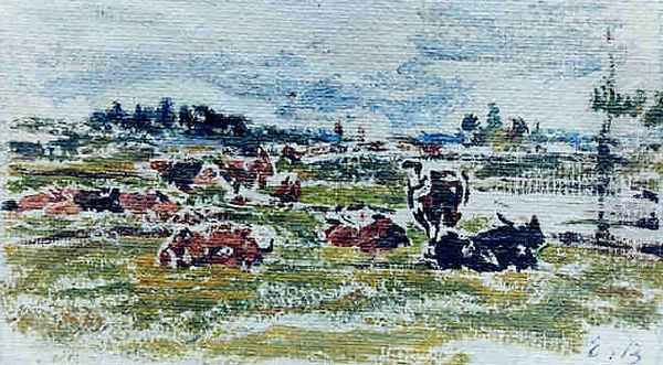 Vaces au Paturage Oil Painting by Eugene Boudin