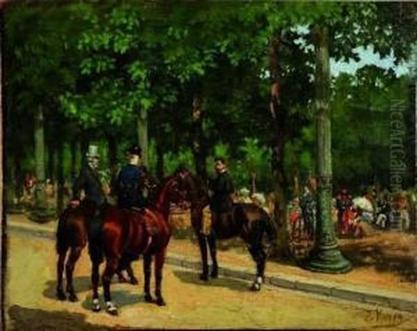 Cavaliers Et Amazone Oil Painting by Leon Joseph Voirin