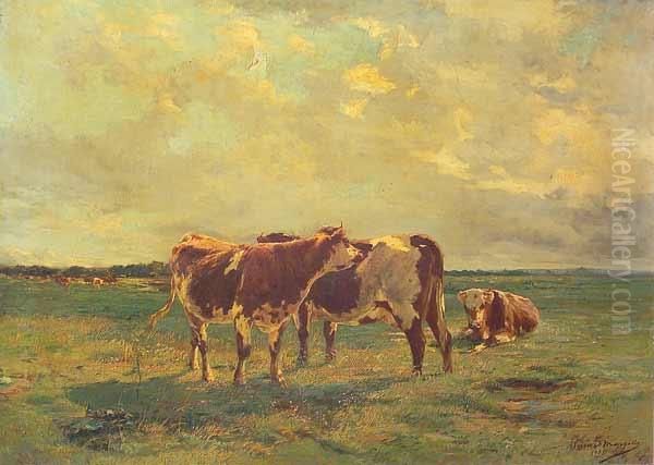 Vacas En El Campo Oil Painting by Adrien Gabriel Voisard-Margerie