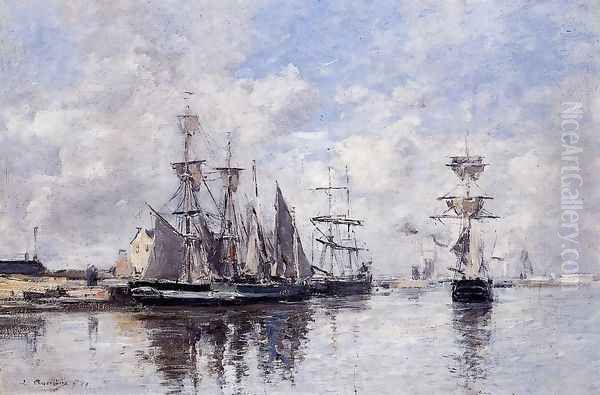 The Port of Deauville I Oil Painting by Eugene Boudin