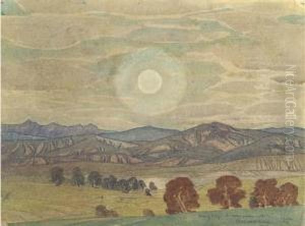 Mountainous Landscape At Dusk Oil Painting by Maksimilian Aleksandrovich Voloshin