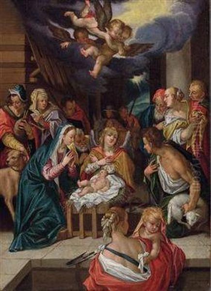 Die Anbetung Der Hirten Oil Painting by Hans Von Aachen