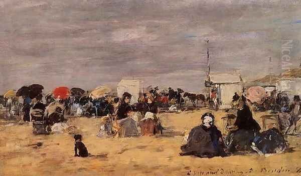 Trouville, Beach Scene VI Oil Painting by Eugene Boudin