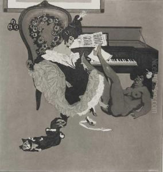 Galante Und Artige Sammlung Erotischer Phantasien Von Choisy Le Conin (pseudonym) Oil Painting by Franz von (Choisy Le Conin) Bayros