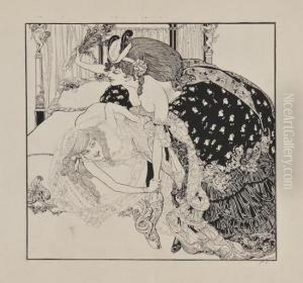 Erotic Plates Oil Painting by Franz von (Choisy Le Conin) Bayros