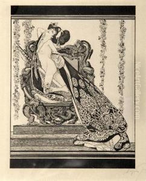 Erotische Szenen Oil Painting by Franz von (Choisy Le Conin) Bayros