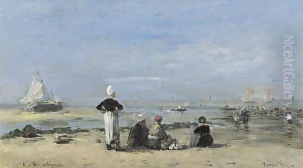 Maree basse &agrave; Trouville Oil Painting by Eugene Boudin