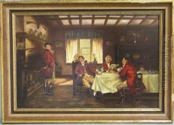 Interieur Fruhstuck Vor Dem Ausritt Oil Painting by Alexander Von Bock